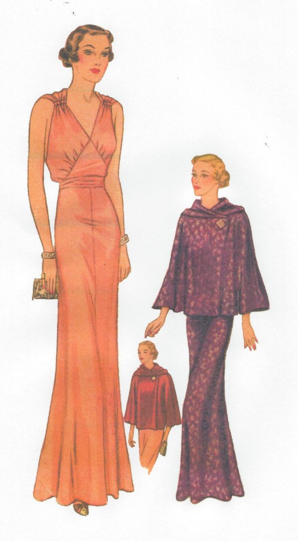 1939-Vintage-Sewing-Pattern-B36-CAPE-EVENING-DRESS-R958R-262847941253-3