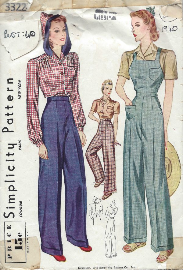 1940-Vintage-Sewing-Pattern-B40-W34-BLOUSE-TROUSERS-OVERALLS-1228-9-261645651143