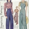 1940-Vintage-Sewing-Pattern-B42-W36-BLOUSE-TROUSERS-OVERALLS-1229-251976590453