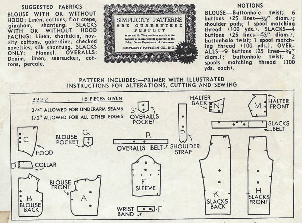 1940-Vintage-Sewing-Pattern-B42-W36-BLOUSE-TROUSERS-OVERALLS-1229-251976590453-2