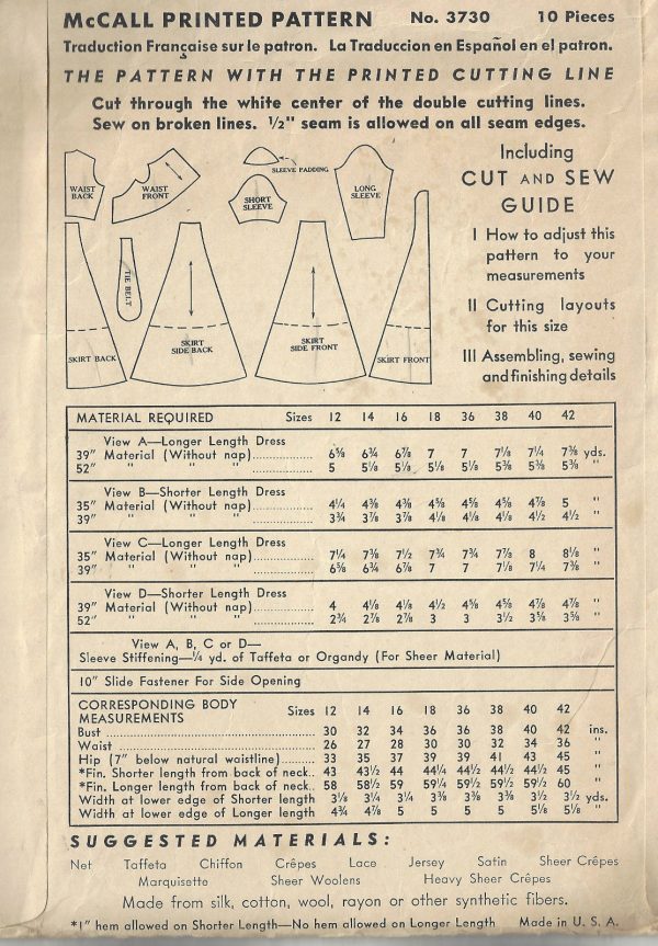 1940-WW2-Vintage-Sewing-Pattern-B30-DRESS-1663-262454636743-2