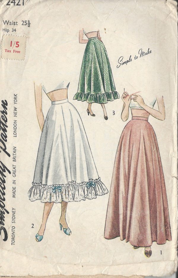 1940s-Vintage-Sewing-Pattern-PETTICOAT-W25-12-R611-251149765993
