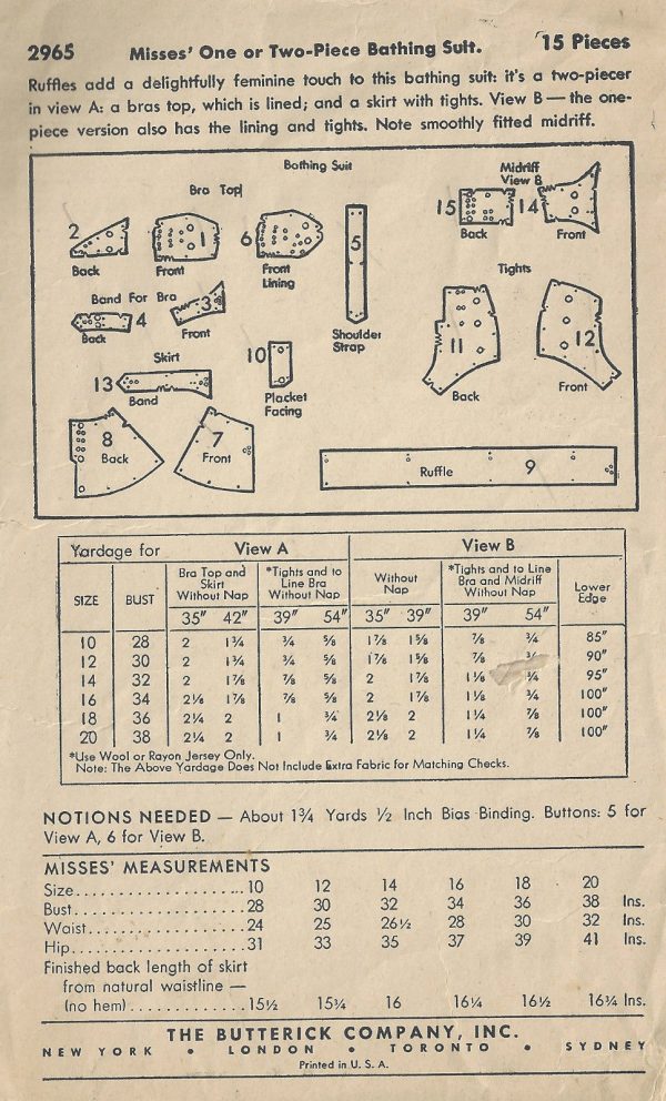 1944-WW11-Vintage-Sewing-Pattern-B32-BATHING-SUIT-1815-252880090813-2