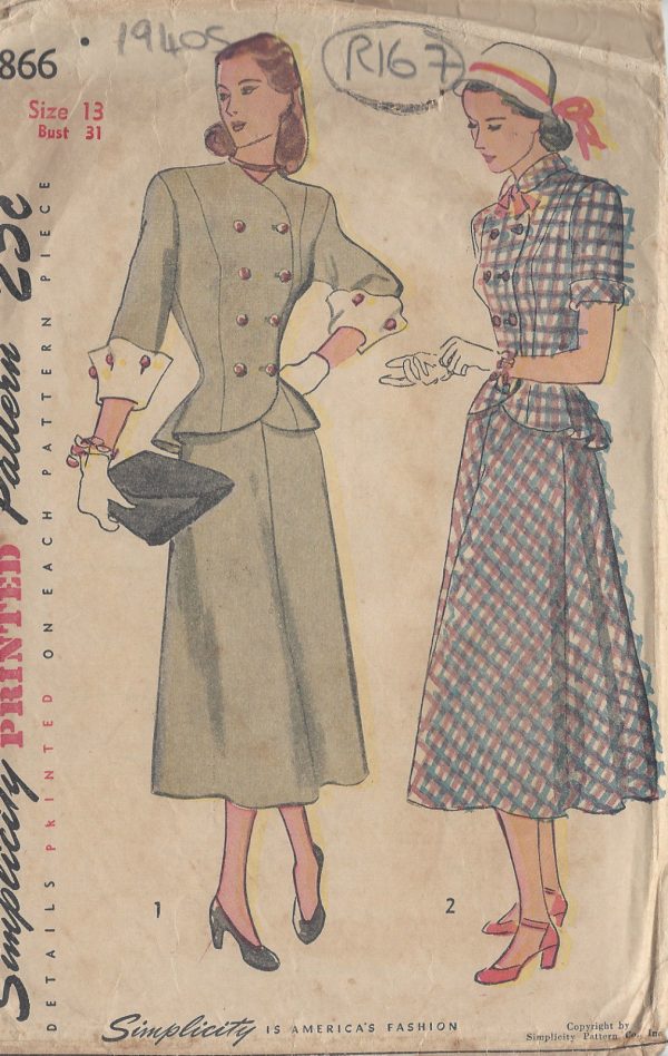 1946-Vintage-Sewing-Pattern-B31-TWO-PIECE-DRESS-R167-251163931093