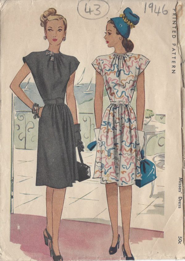 1946-Vintage-Sewing-Pattern-DRESS-B32-43-251149314403