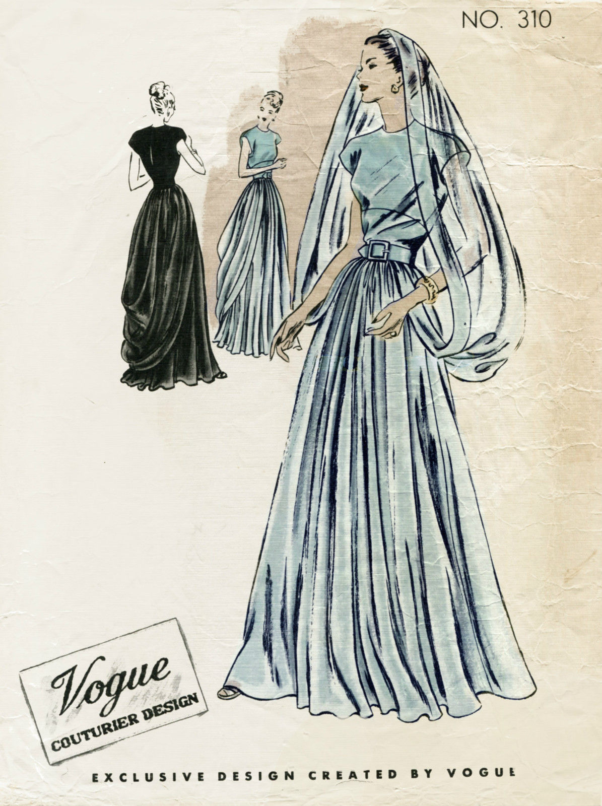 1940s WW2 Vintage Vogue Couture Motif B34 Robe 1612