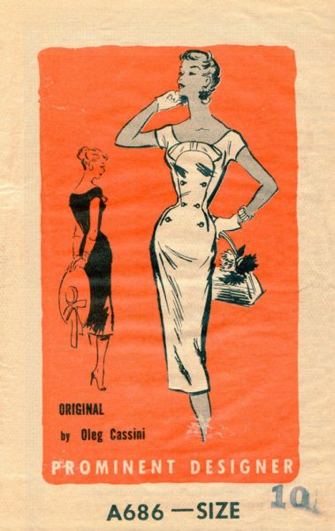 1950s-Vintage-Sewing-Pattern-B28-DRESS-R804-Oleg-Cassinni-251248078023