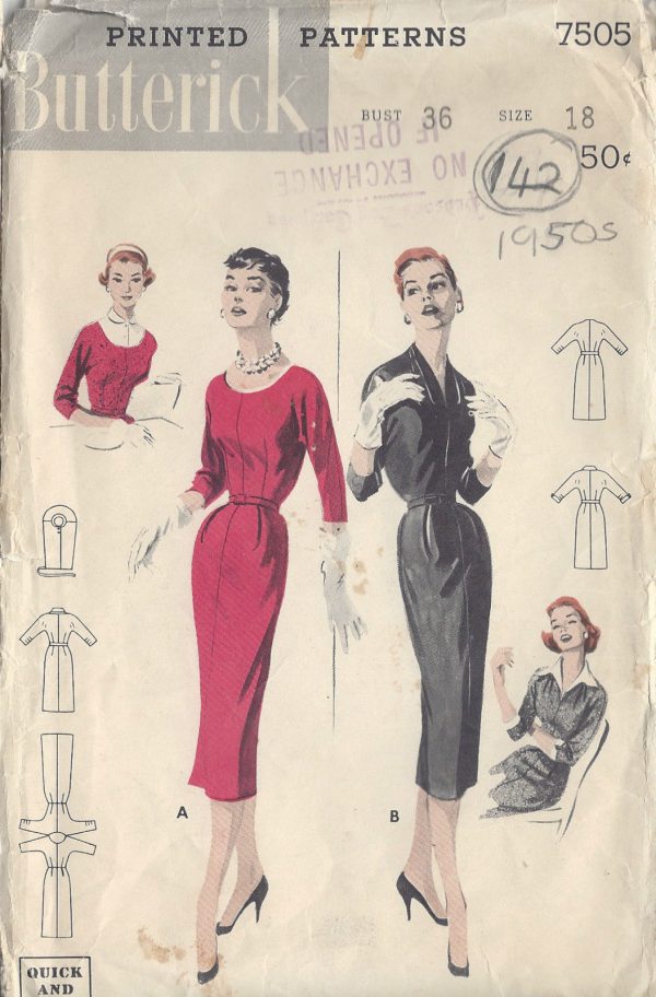 1950s-Vintage-Sewing-Pattern-DRESS-B36-142-251147618473