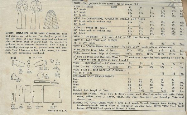 1951-Vintage-Sewing-Pattern-B30-DRESS-OVERSKIRT-1551-262149897523-2