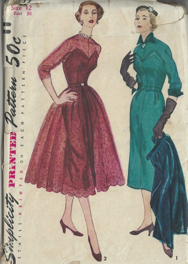 1951-Vintage-Sewing-Pattern-B30-DRESS-OVERSKIRT-1551-262149897523