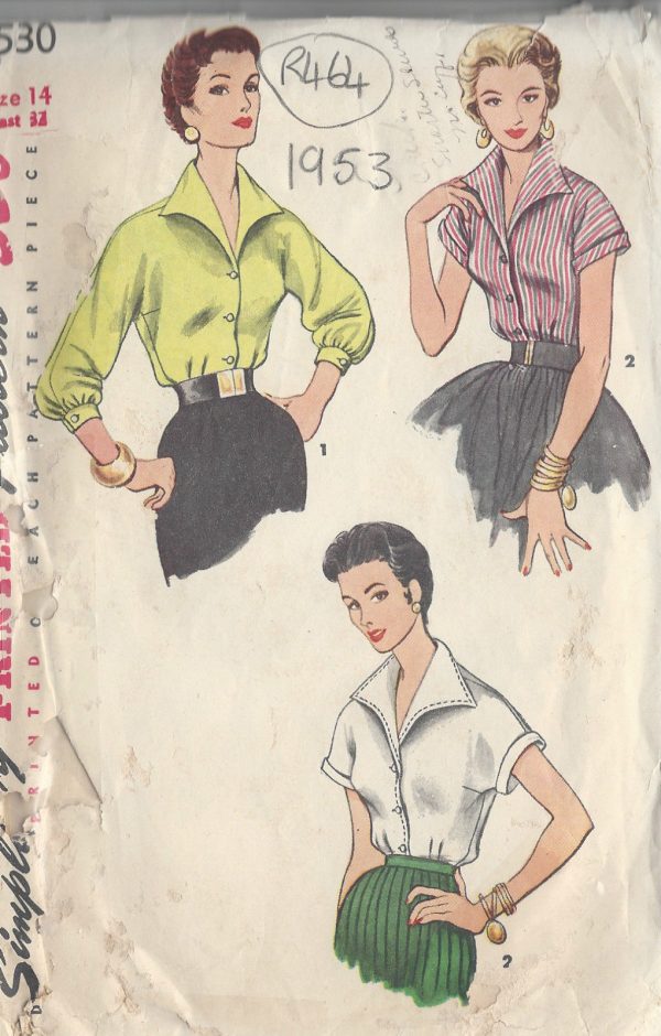 1953-Vintage-Sewing-Pattern-BLOUSE-B32-R464-251151594303