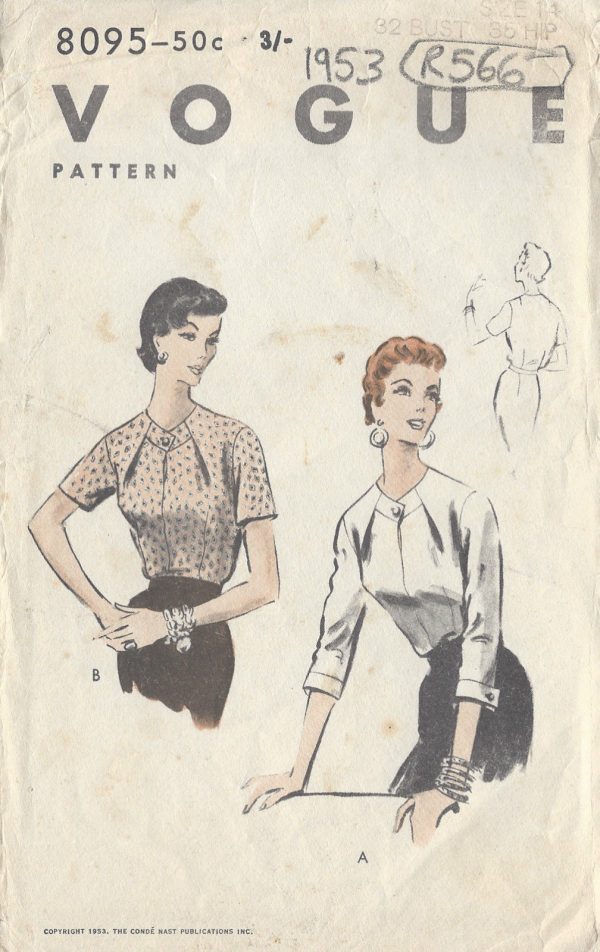 1953-Vintage-VOGUE-Sewing-Pattern-BLOUSE-B32-R566-251150214143