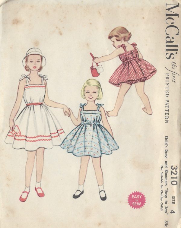 1955-Childrens-Vintage-Sewing-Pattern-S4-C23-DRESS-BLOOMERS-C7-261513756603
