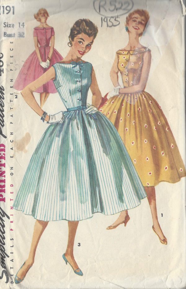 1955-Vintage-Sewing-Pattern-DRESS-B32-R522-251151043633