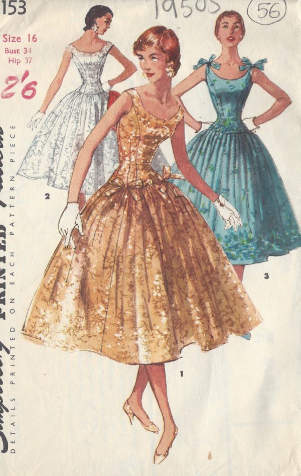 1955-Vintage-Sewing-Pattern-DRESS-B34-56-251149302333