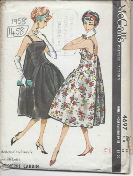 1958-Vintage-Sewing-Pattern-B34-DRESS-1458-By-PIERRE-CARDIN-261959916423