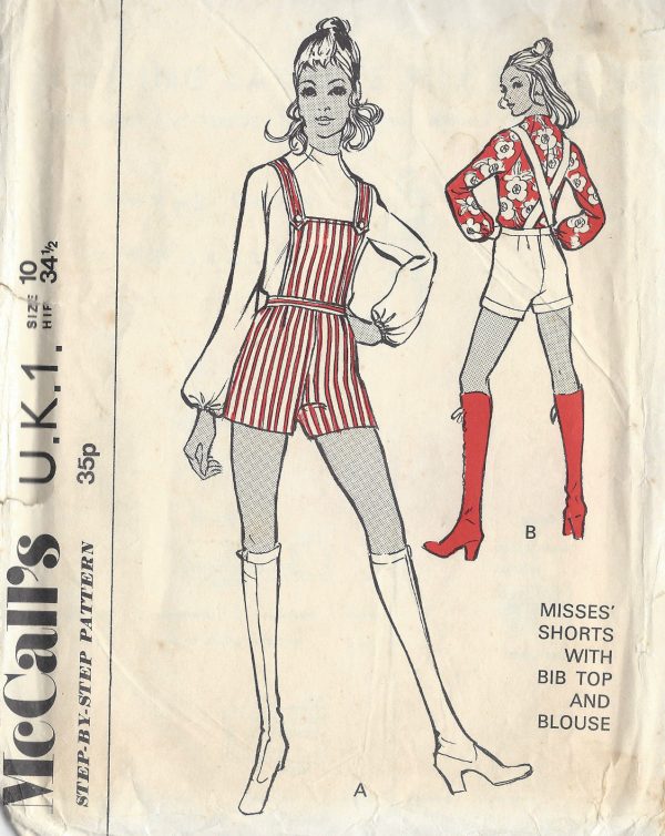1960s-Vintage-Sewing-Pattern-B325-W24-HOTPANTS-SHORTS-BLOUSE-1338-251699435643
