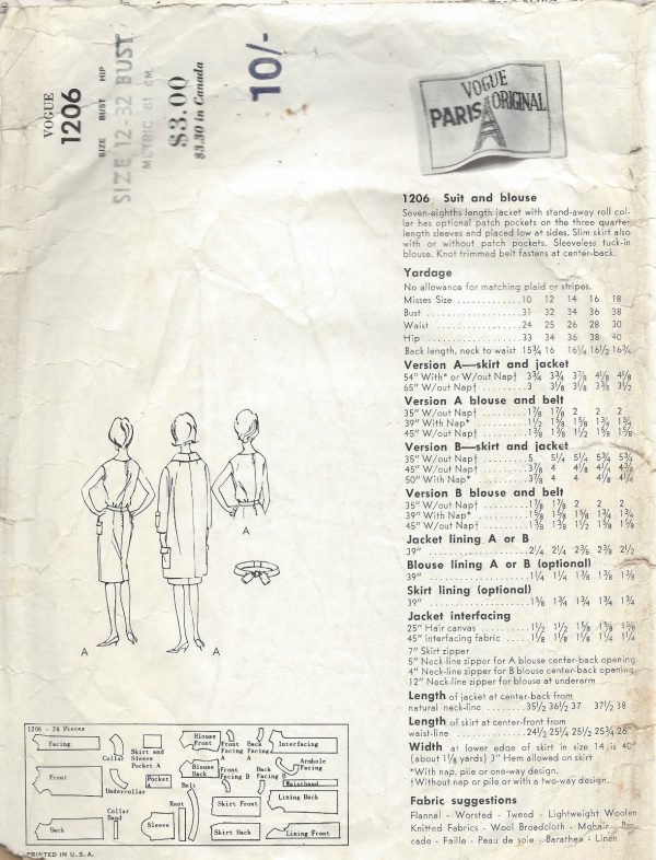 1963-Vintage-VOGUE-Sewing-Pattern-B32-SUIT-JACKET-SKIRT-BLOUSE-1521R-Patou-252104568913-2