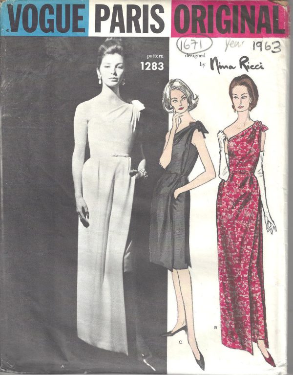 1963-Vintage-VOGUE-Sewing-Pattern-B34-COCKTAIL-EVENING-DRESS-1671-Nina-Ricci-252436912173