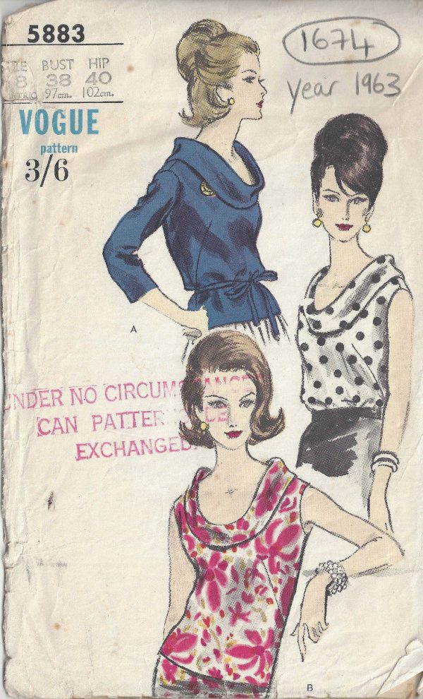 1963-Vintage-VOGUE-Sewing-Pattern-B38-BLOUSE-1674-262498085163