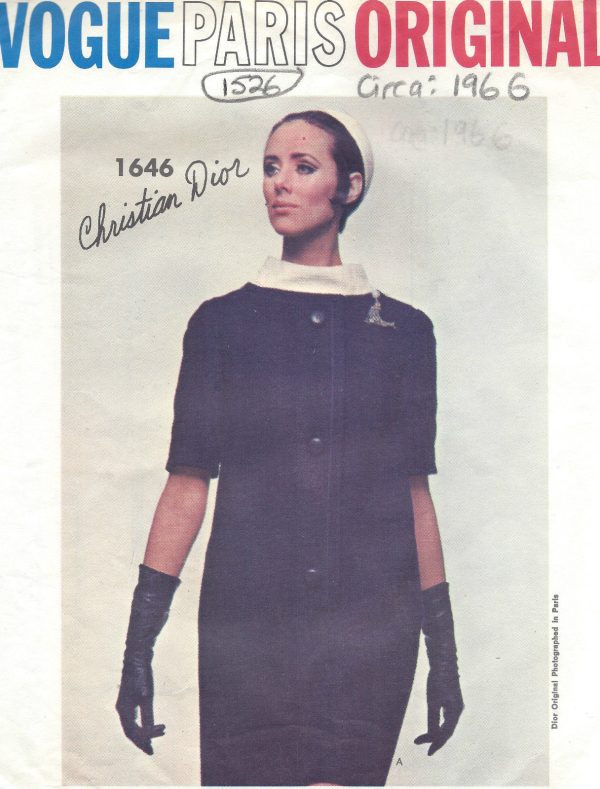 1966-Vintage-VOGUE-Sewing-Pattern-B36-DRESS-1526-BY-CHRISTIAN-DIOR-262075216563