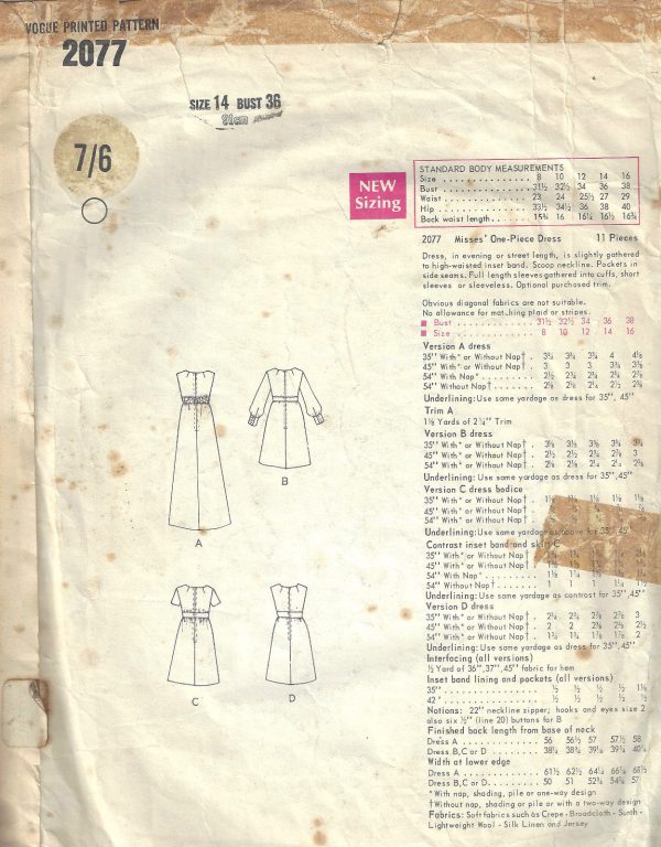 1969-Vintage-VOGUE-Sewing-Pattern-B36-DRESS-1650-252397872243-2