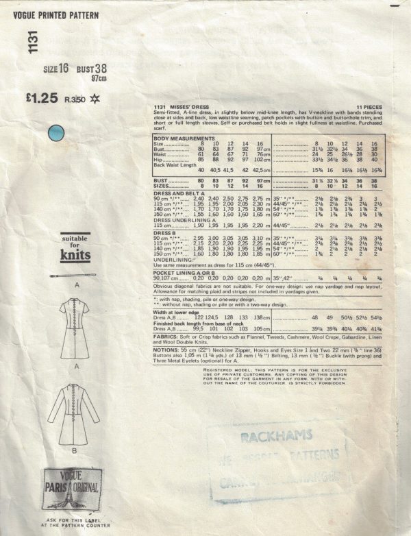 1970s-Vintage-VOGUE-Sewing-Pattern-B38-DRESS-1694-By-Christian-Dior-262539013003-2