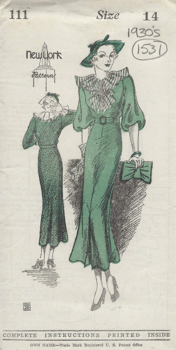 1930s-Vintage-Sewing-Pattern-B32-DRESS-1531-252114999064
