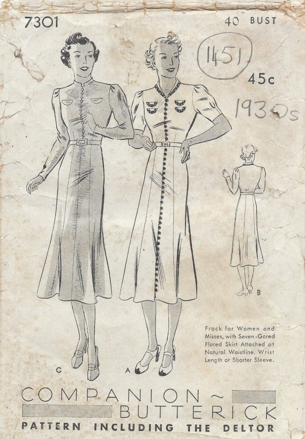 1930s-Vintage-Sewing-Pattern-B40-DRESS-1451-252016415944