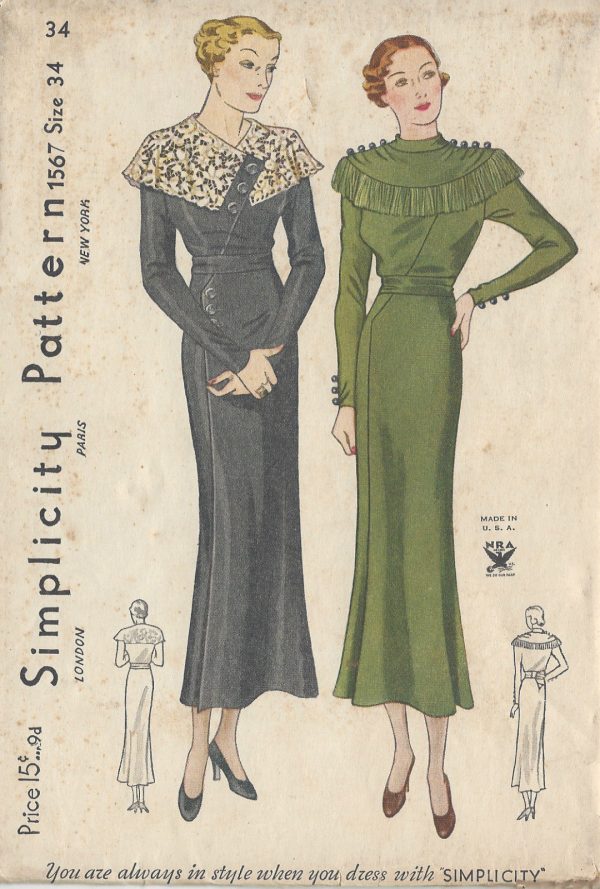 1930s-Vintage-Sewing-Pattern-DRESS-B34-R589-251144756524