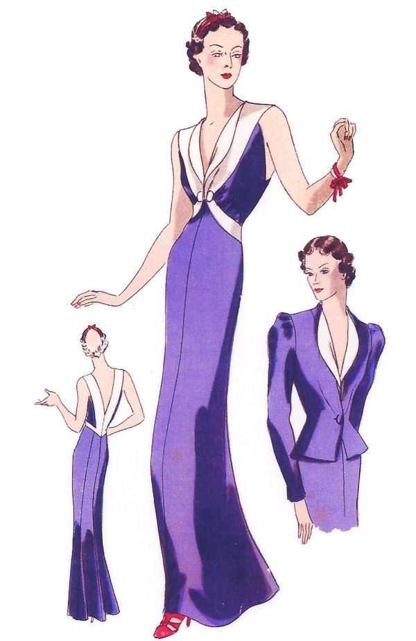 1939-VOGUE-Vintage-Sewing-Pattern-B34-EVENING-DRESS-JACKET-1026R-262847815594-2