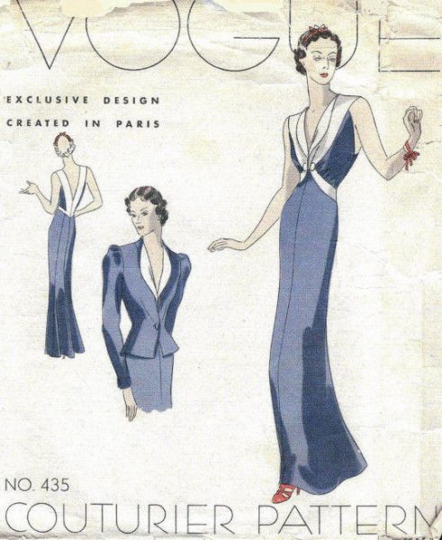 1939-VOGUE-Vintage-Sewing-Pattern-B34-EVENING-DRESS-JACKET-1026R-262847815594