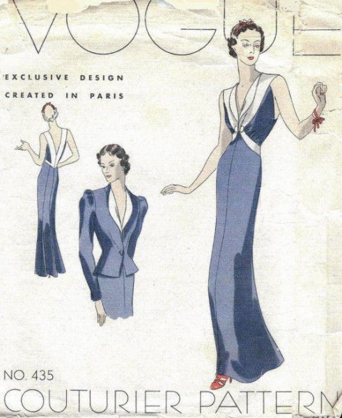 1939-VOGUE-Vintage-Sewing-Pattern-B34-EVENING-DRESS-JACKET-1026R-262847815594