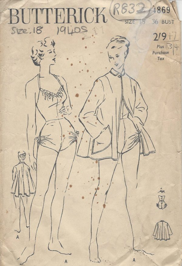 1940s-Vintage-Sewing-Pattern-B36-BATHING-SUIT-BEACH-COAT-R832-252012342494-2
