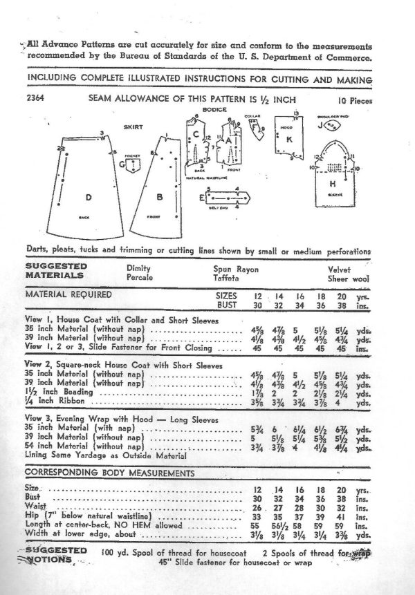 1940s-Vintage-Sewing-Pattern-HOUSE-COAT-NEGLIGEE-B32-106-251149193184-2