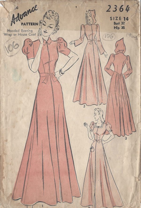 1940s-Vintage-Sewing-Pattern-HOUSE-COAT-NEGLIGEE-B32-106-251149193184