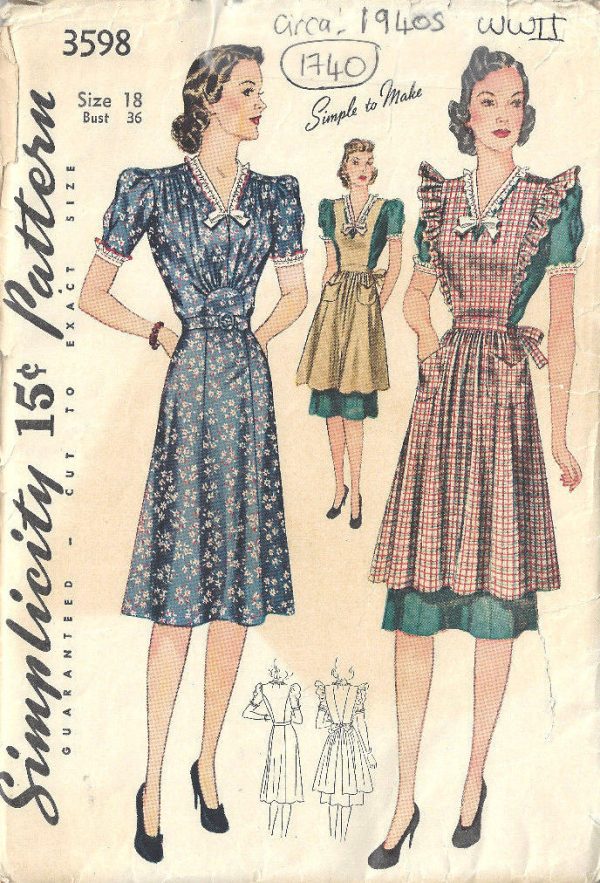 1940s-WW11-Vintage-Sewing-Pattern-B36-PINAFORE-DRESS-1740R-262576252794