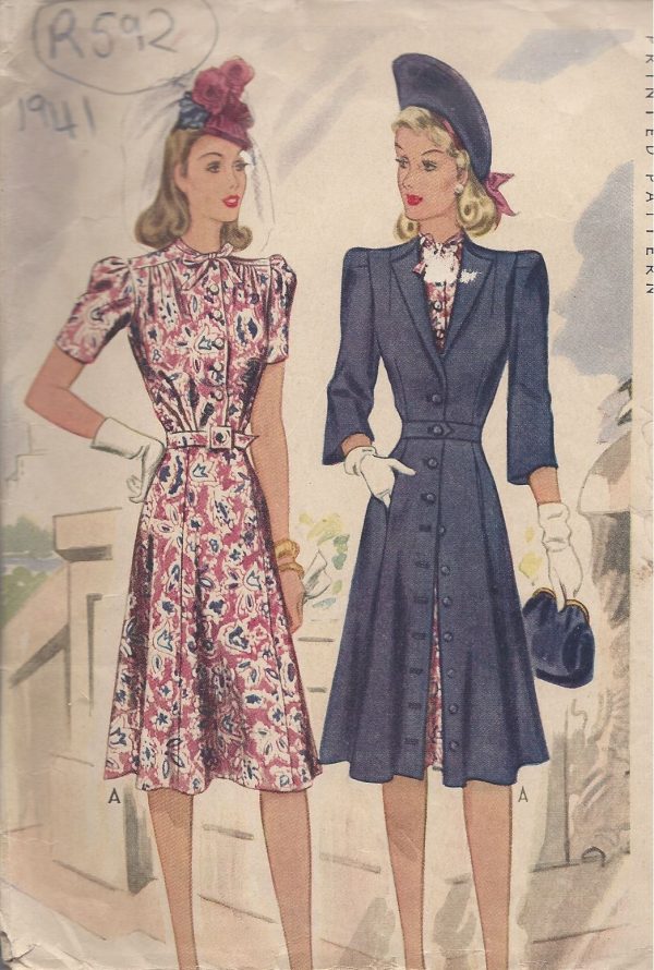 1941-Vintage-Sewing-Pattern-DRESS-COAT-B30-R592-251158559204