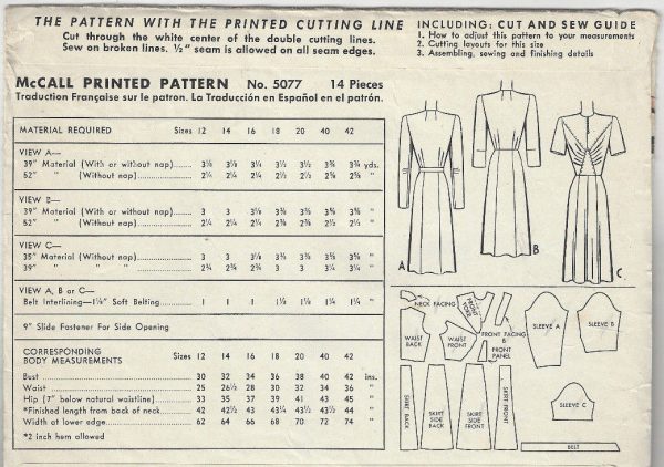 1943-WW2-Vintage-Sewing-Pattern-B36-DRESS-1745-262582161884-2