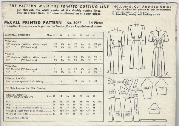 1943-WW2-Vintage-Sewing-Pattern-B36-DRESS-1745-262582161884-2