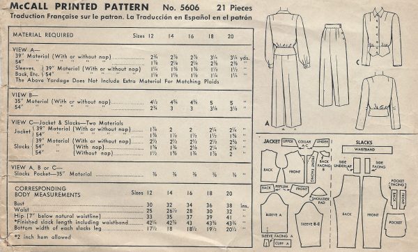 1944-Vintage-Sewing-Pattern-B30-W25-SUIT-JACKET-PANTS-105-261574966434-2