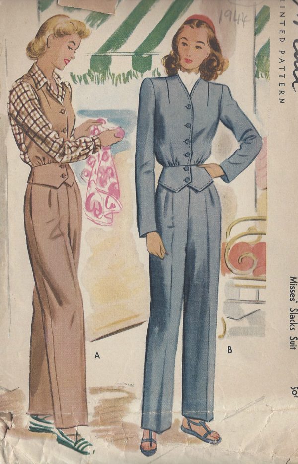1944-Vintage-Sewing-Pattern-B30-W25-SUIT-JACKET-PANTS-105-261574966434