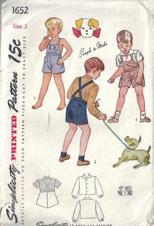 1945-WW2-Childrens-Vintage-Sewing-Pattern-S2-C21-BOYS-PLAYSUIT-SHIRT-C25-252527109214