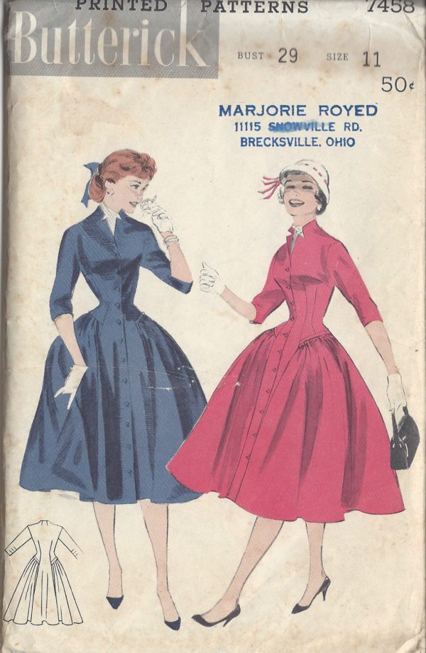 1950s-Vintage-Sewing-Pattern-B29-DRESS-R623-251166090274