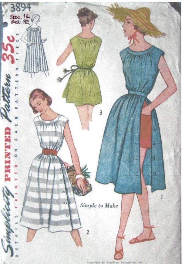 1950s-Vintage-Sewing-Pattern-B32-BEACH-STYLE-DRESS-COVER-UP-R724-251174622444