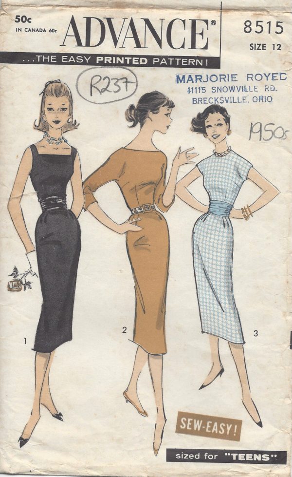 1950s-Vintage-Sewing-Pattern-B32-DRESS-R237-251154319314
