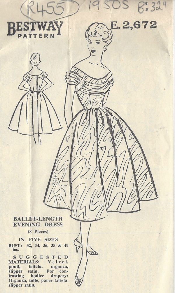 1950s-Vintage-Sewing-Pattern-B32-DRESS-R455-251153224674