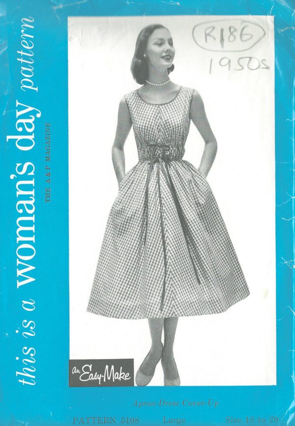1950s-Vintage-Sewing-Pattern-B38-40-DRESS-APRON-COVER-UP-R186-251143670644