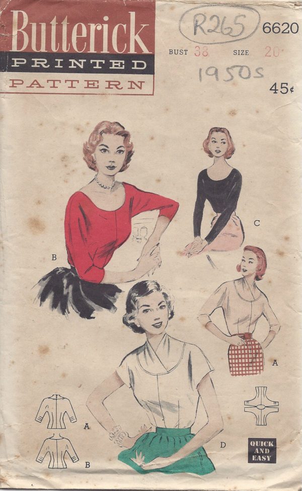 1950s-Vintage-Sewing-Pattern-BLOUSE-B38-R265-251151485994