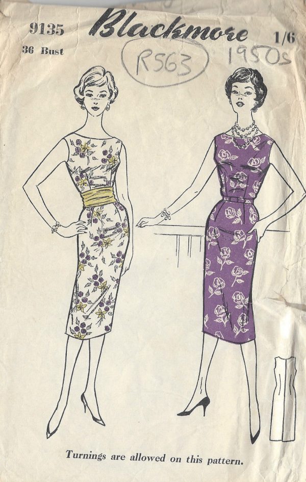 1950s-Vintage-Sewing-Pattern-DRESS-B36-R563-251150705954